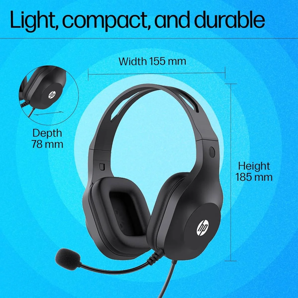 سماعة رأس HP DHH-1601 سلكية ستيريو مع مايكروفون ومنفذي 3.5 مم - Thumbnail 6