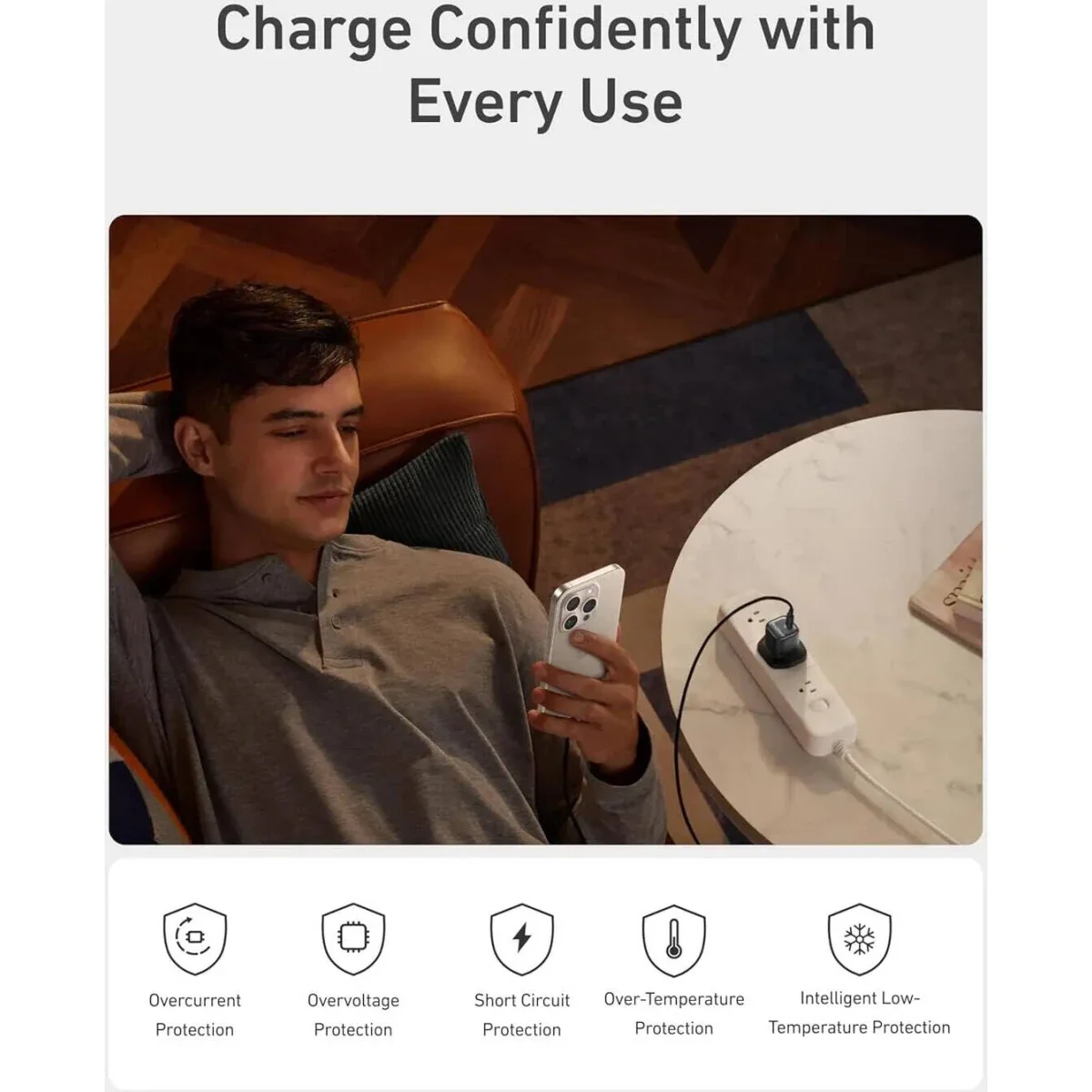 شاحن Anker A2698 Zolo USB-C GaN مدمج بقدرة 30 واط - أسود - Thumbnail 2