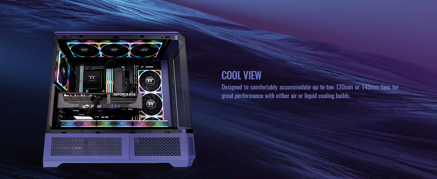 Thermaltake View 600 TG Full Tower PC Case with 420mm Radiator Support & 6.0" LCD Panel Kit - Future Dusk - Image 14