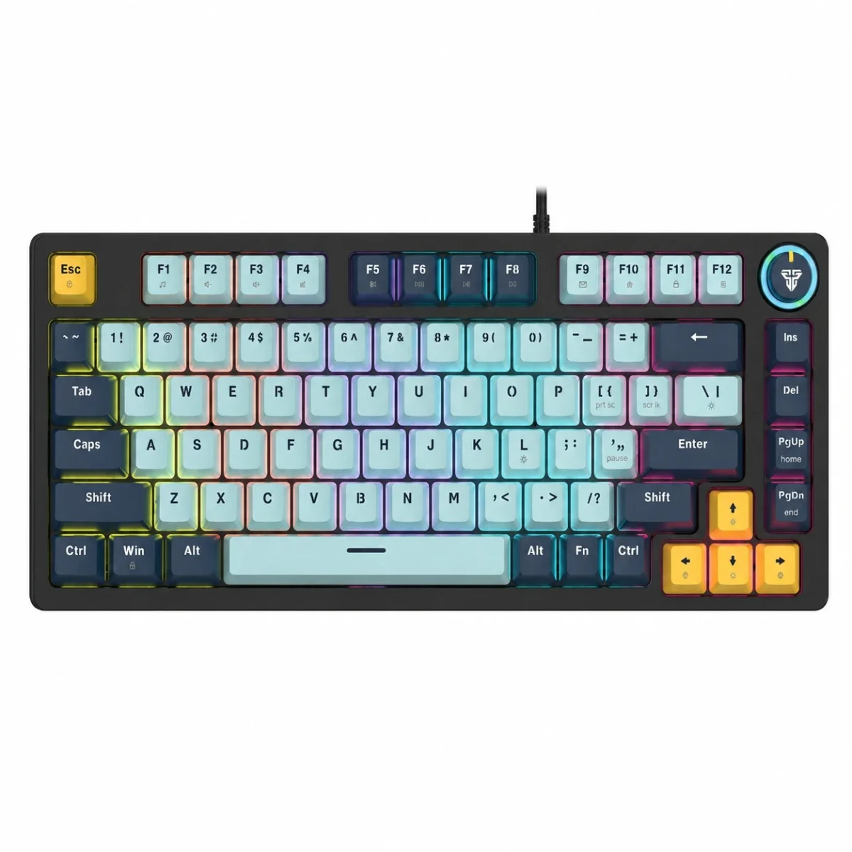 لوحة مفاتيح ألعاب ميكانيكية سلكية Fantech 81 مفتاح بتصميم 75% لون SkyBlue / Navy وسويتش Rosie ATOM81 MK875V2 MIZU