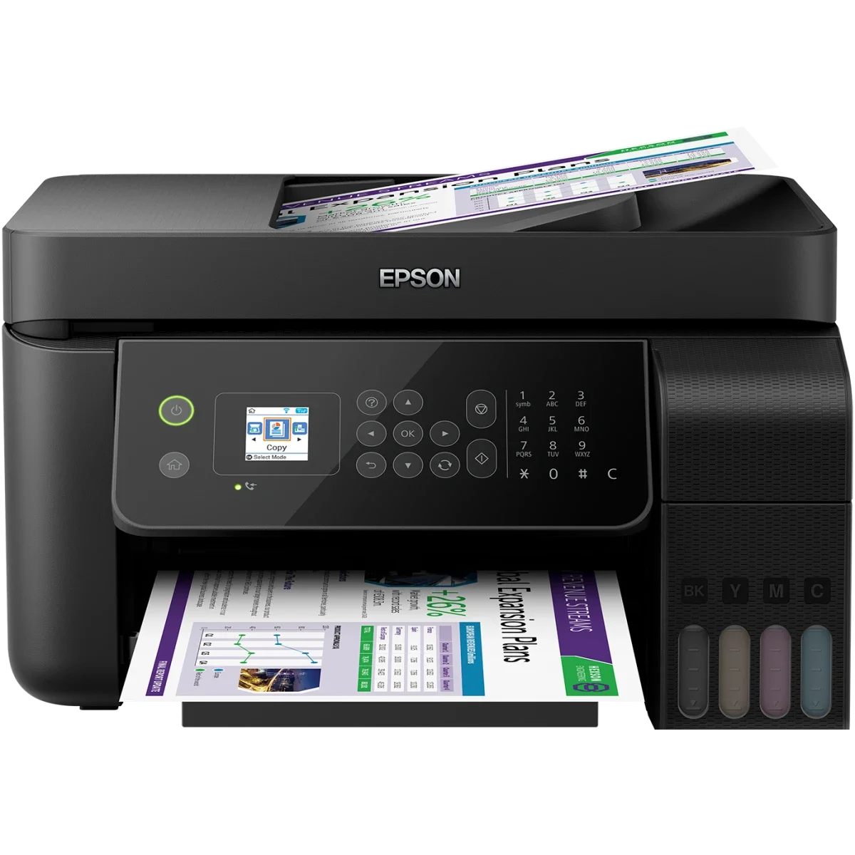 EPSON EcoTank L5190 A4 Color Ink Tank All-in-One Printer with ADF, Wi-Fi and LCD Screen - Black