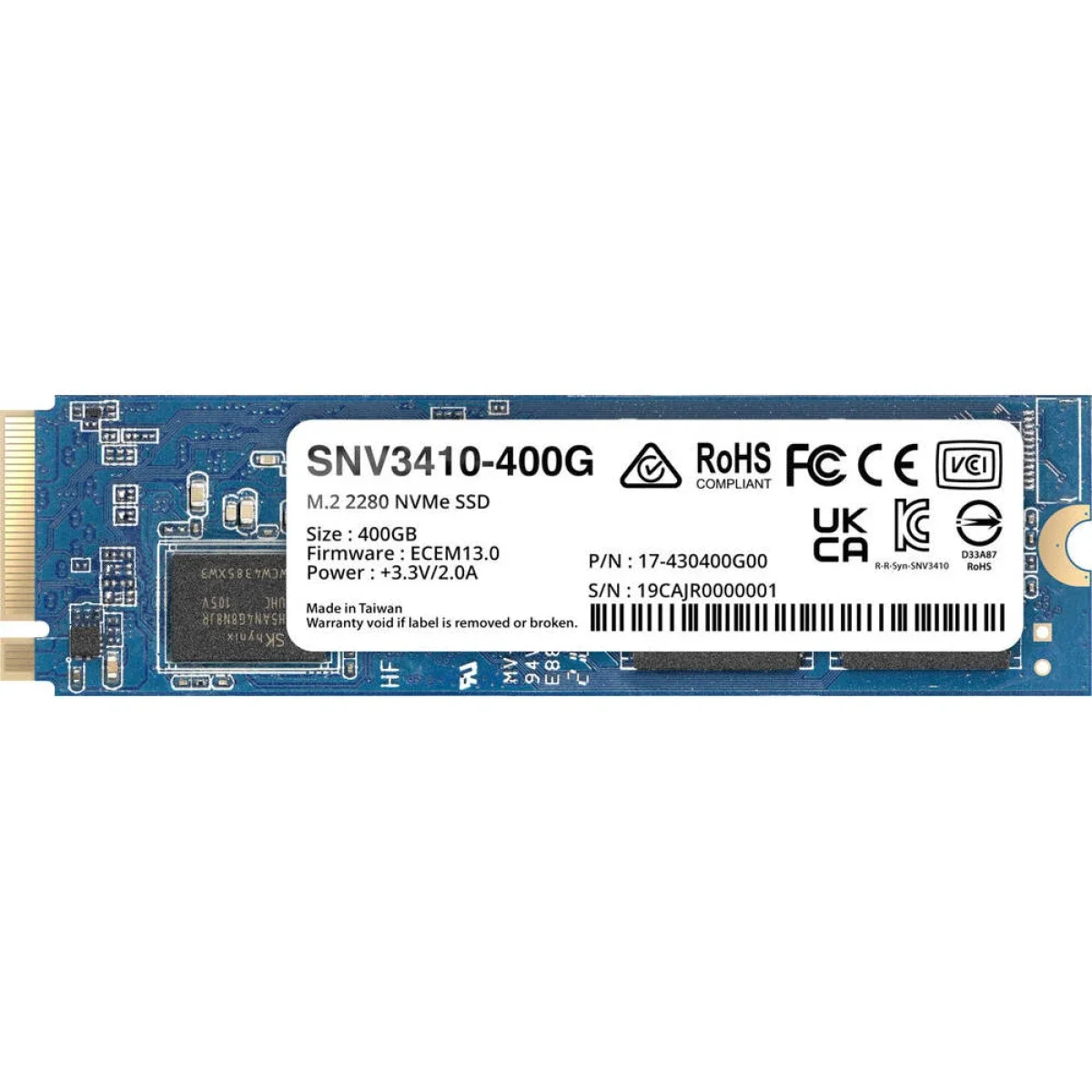 وحدة SSD داخلية Synology SNV3410 بسعة 400 GB NVMe M.2 2280 - Image 1