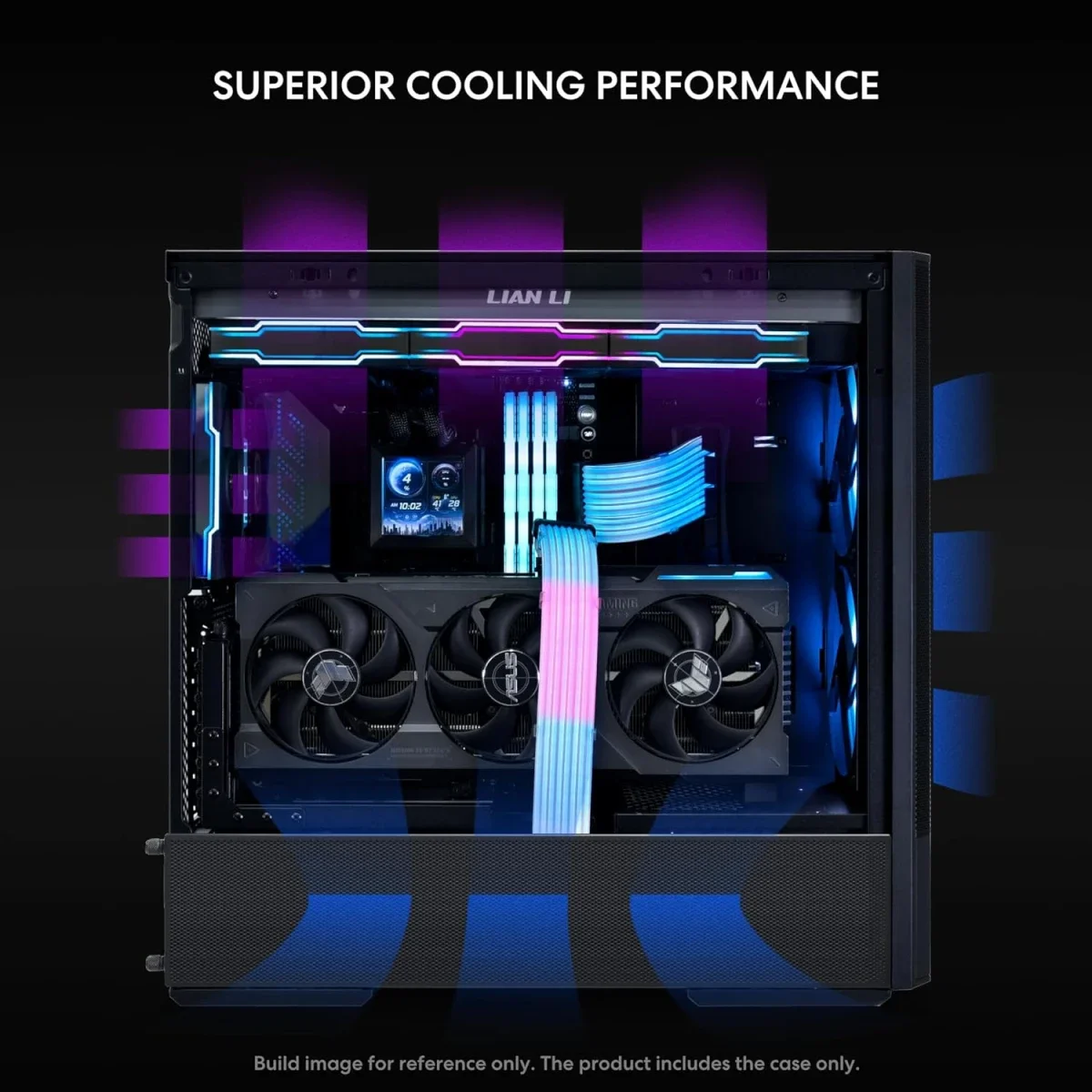 LIAN LI LANCOOL 207 Mid-Tower Case, 2x 140mm & 2x 120mm Fans, 360mm Radiator & 8-Fan Support, Steel & 4mm Tempered Glass, Black - Thumbnail 5