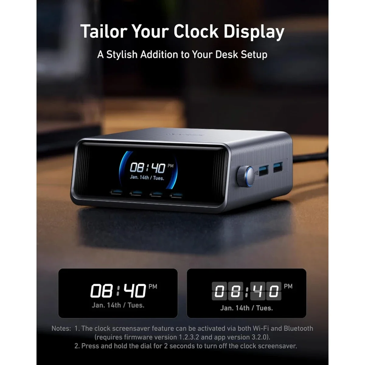 محطة شحن مكتبية Anker Prime بقدرة 250 واط GaN، 6 منافذ، شاشة LCD، فضي - Thumbnail 6