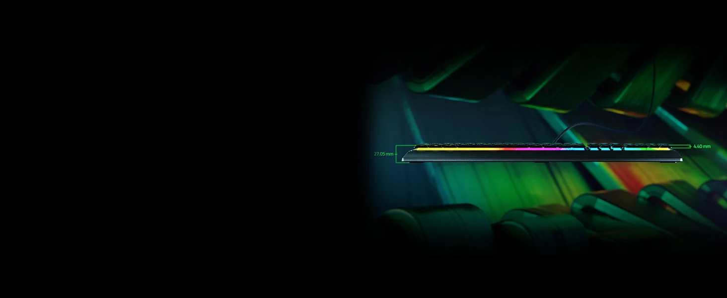 Razer Ornata V3 Low-Profile Mecha-Membrane Gaming Keyboard with 10-Zone RGB Lighting - Black - Thumbnail 11