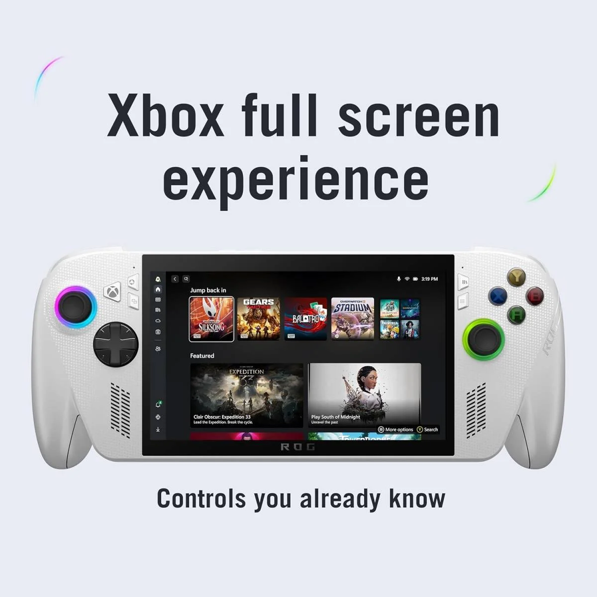 جهاز ألعاب محمول Asus ROG Xbox Ally RC73YA-NH004W بشاشة لمس 7 إنش FHD 120Hz، Ryzen Z2 A، رام 16GB، SSD 512GB، أبيض - Image 6