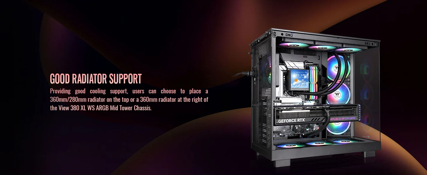 Thermaltake View 380 XL WS ARGB Mid-Tower PC Case Black - Image 13