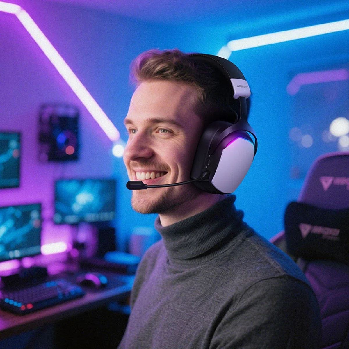 ACEFAST H11 Wireless Gaming Headset with RGB Light, Detachable Microphone & 50mm Drivers - Image 6