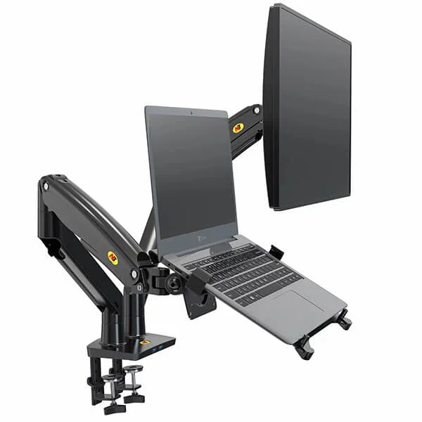 حامل مكتب مزدوج للشاشات North Bayou F160 مع قاعده لابتوب FP-2 ضمن حزمه