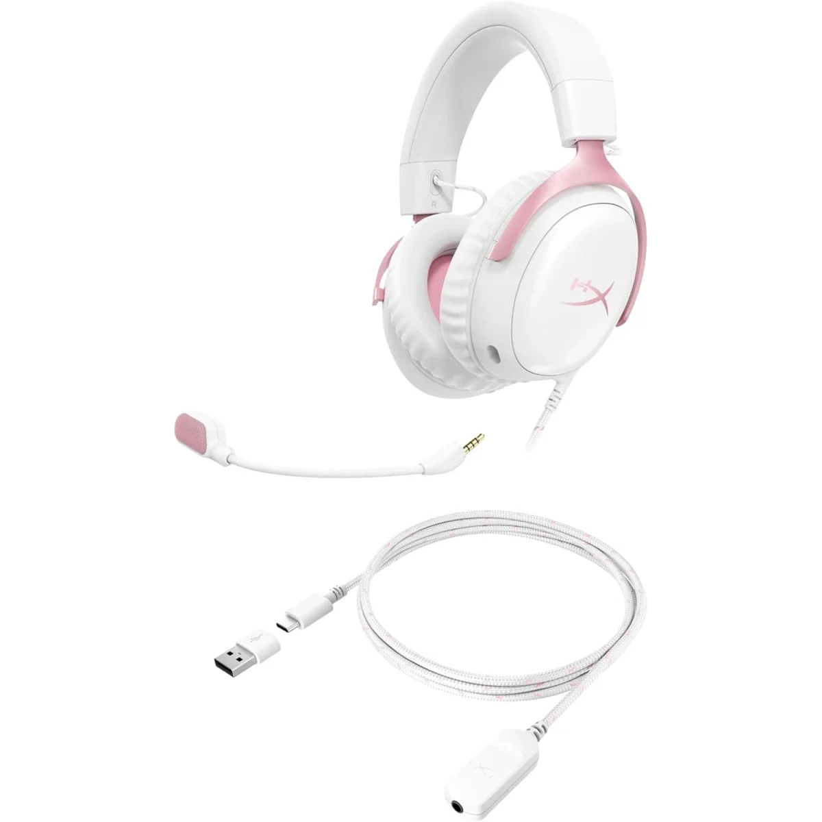 HyperX Cloud III Wired Gaming Headset, 53mm Drivers, DTS Spatial Audio, Pink - Thumbnail 5