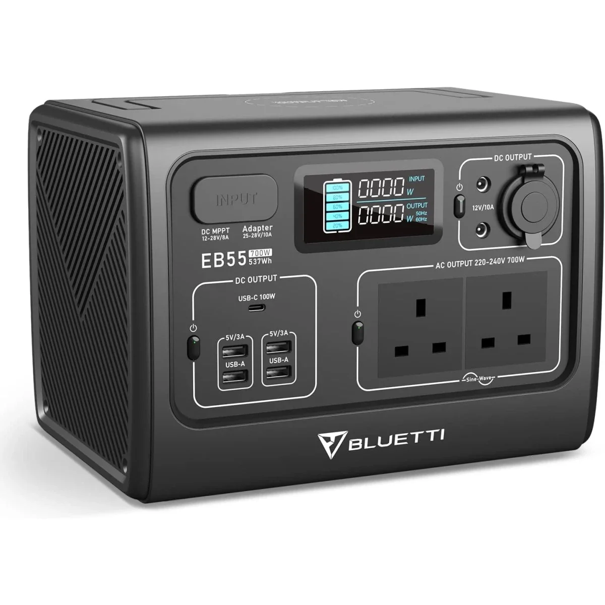 محطة طاقة محمولة BLUETTI EB55 بسعة 537Wh وقدرة 700W LiFePO4 رمادي