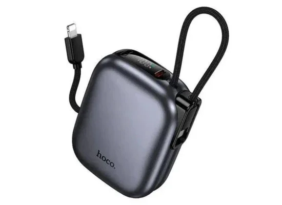 باور بانك HOCO Q49 Peak سعة 10000mAh بشحن PD20W وكابل مدمج - رمادي معدني - Thumbnail 9
