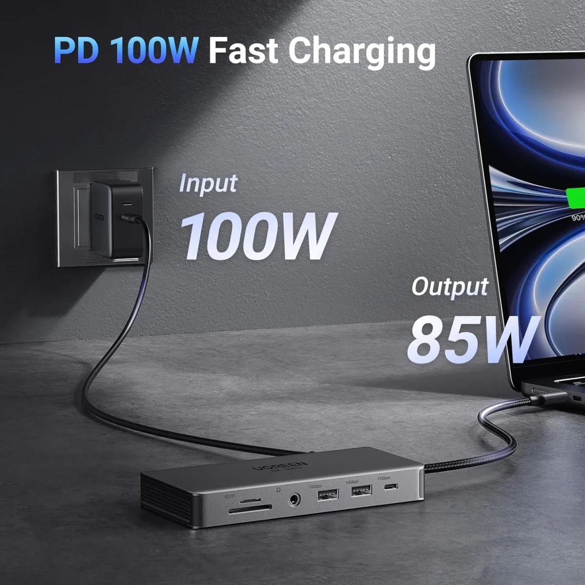 محطة إرساء لابتوب USB-C 11 في 1 من Ugreen مع HDMI مزدوج 4K@60Hz و8K@30Hz و10Gbps و100W PD - Image 6