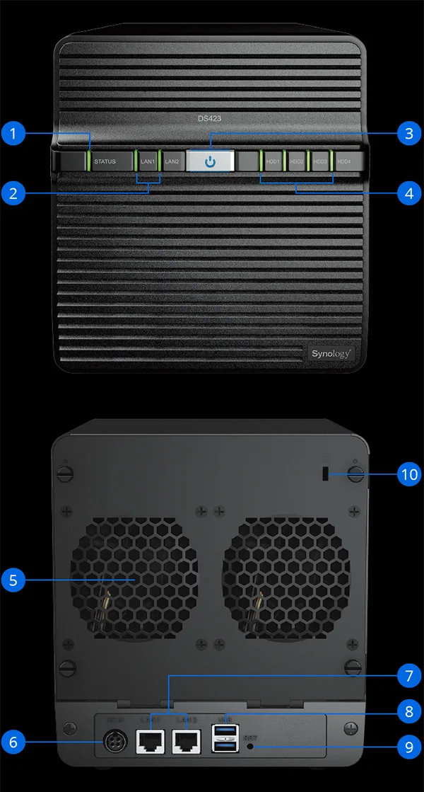 Synology DiskStation DS423 4-Bay Diskless NAS with Realtek RTD1619B 4-Core CPU and 2GB DDR4 RAM - Thumbnail 13