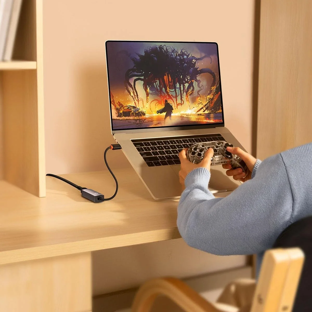 محول إيثرنت Baseus Lite Series من USB-C إلى RJ45 بسرعة جيجابت، رمادي - Thumbnail 6