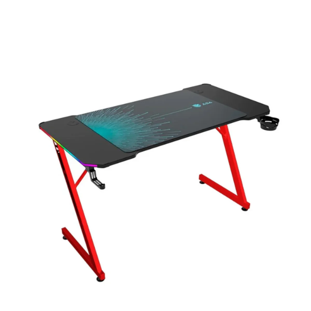 مكتب ألعاب Marvo DE-11 بإضاءة RGB وسطح 120 سم بتصميم ألياف الكربون وهيكل فولاذي، أسود وأحمر - Image 4