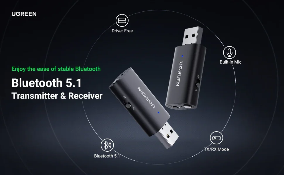 Ugreen 60300 Bluetooth 5.1 2-in-1 Audio Transmitter and Receiver - Thumbnail 9