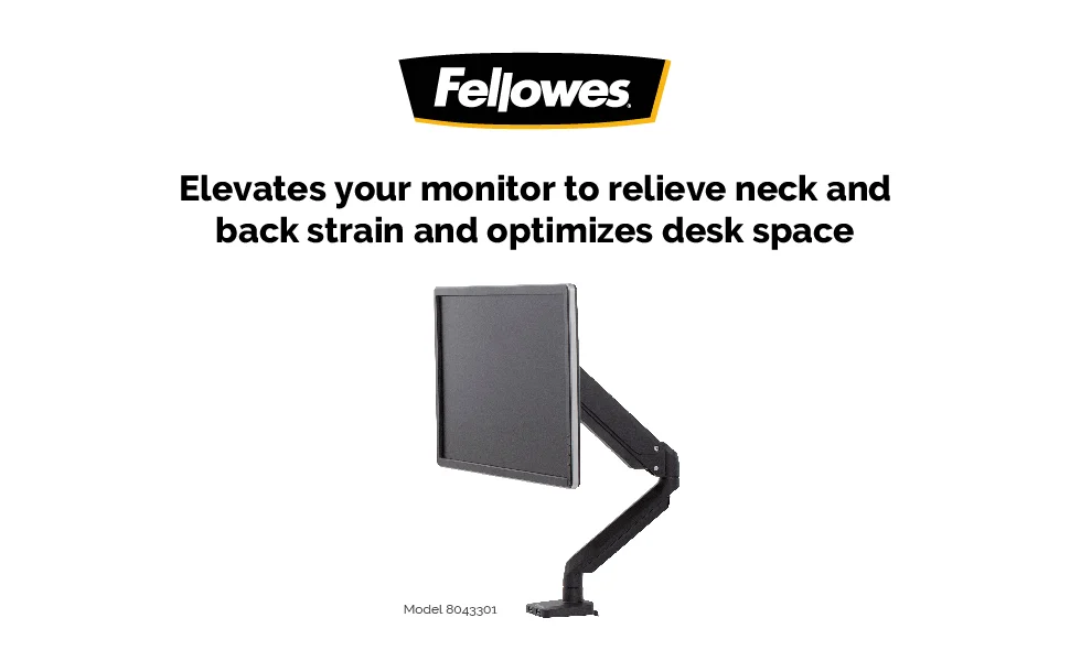 ذراع شاشة قابل للتعديل فردي Fellowes Platinum Series - أسود - Thumbnail 6
