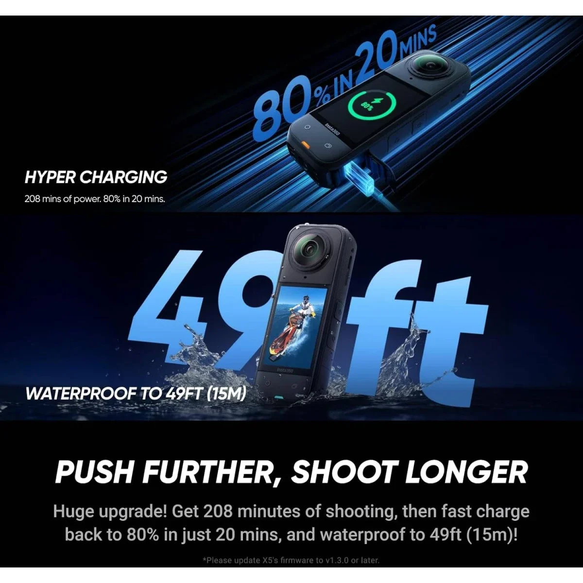 كاميرا أكشن Insta360 X5 Essentials Bundle بزاوية 360 وبدقة 8K مقاومة للماء مع بطارية 3 ساعات - Image 6