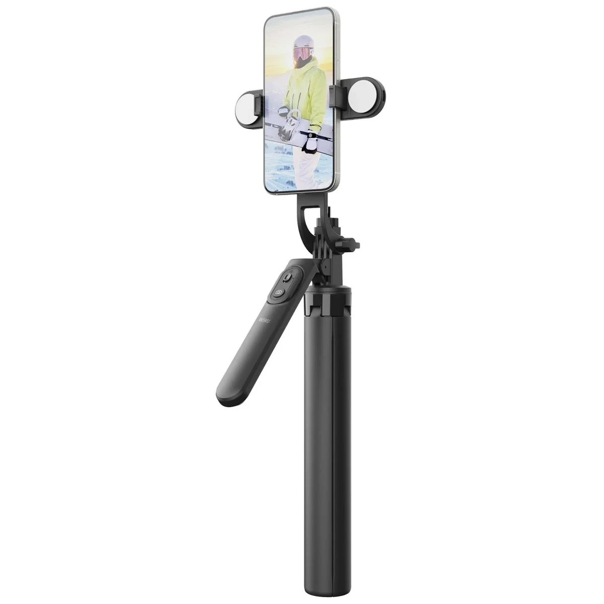 WIWU Wi-SE012 Bluetooth Selfie Stick Tripod with Fill Light and Remote Control - Black - Image 2