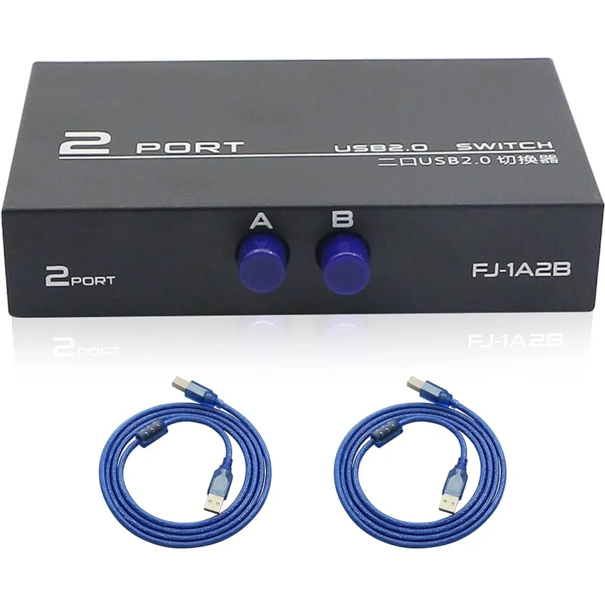 مبدل مشاركة USB 2.0 بمنفذين للكمبيوتر والماسح الضوئي والطابعة FJ-1A2B