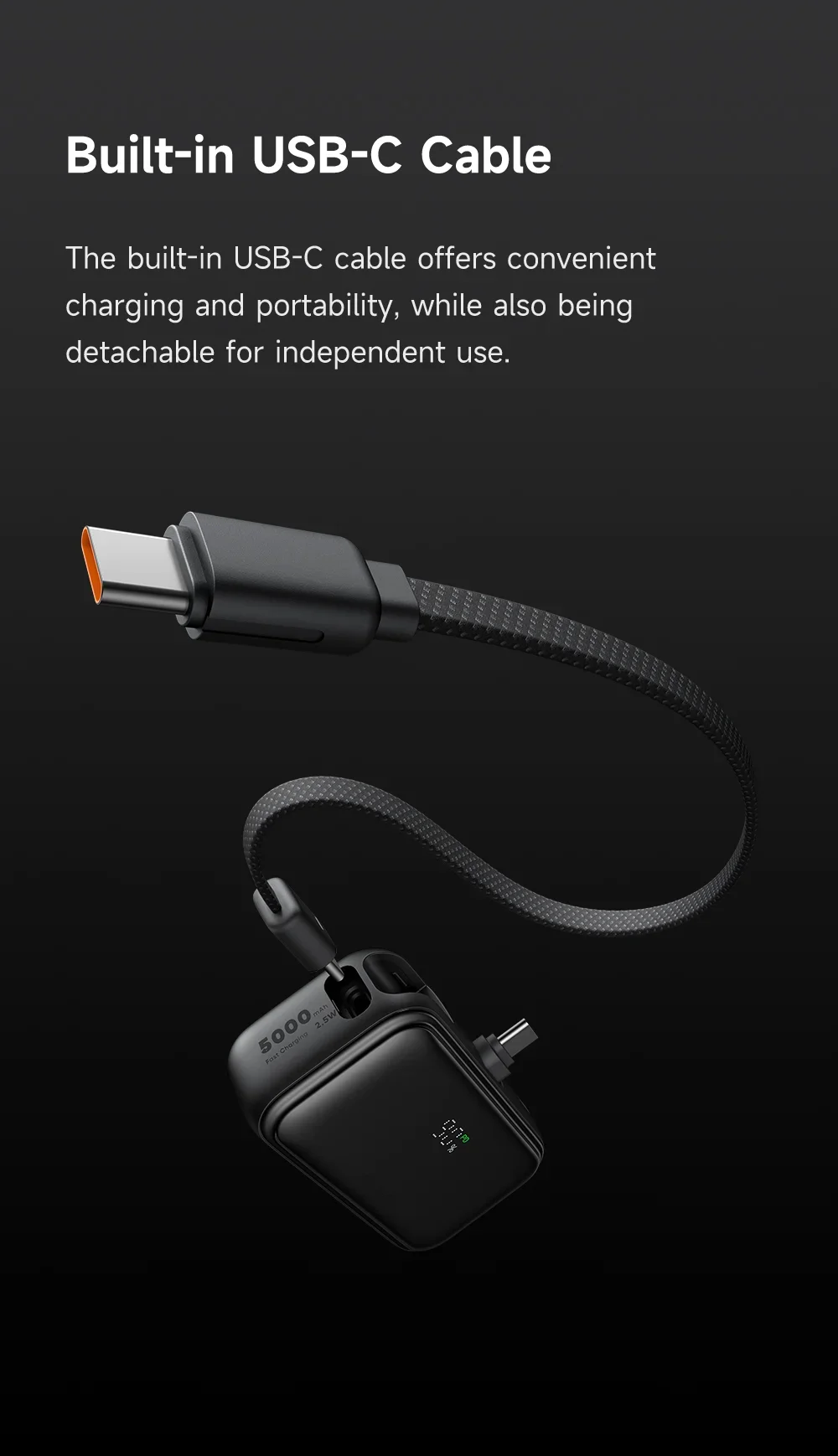 باور بانك Mcdodo MC-7760 MDD Free Kit بسعة 5000mAh وشحن 20W مع موصل USB-C وشاشة رقمية - أسود - Thumbnail 17