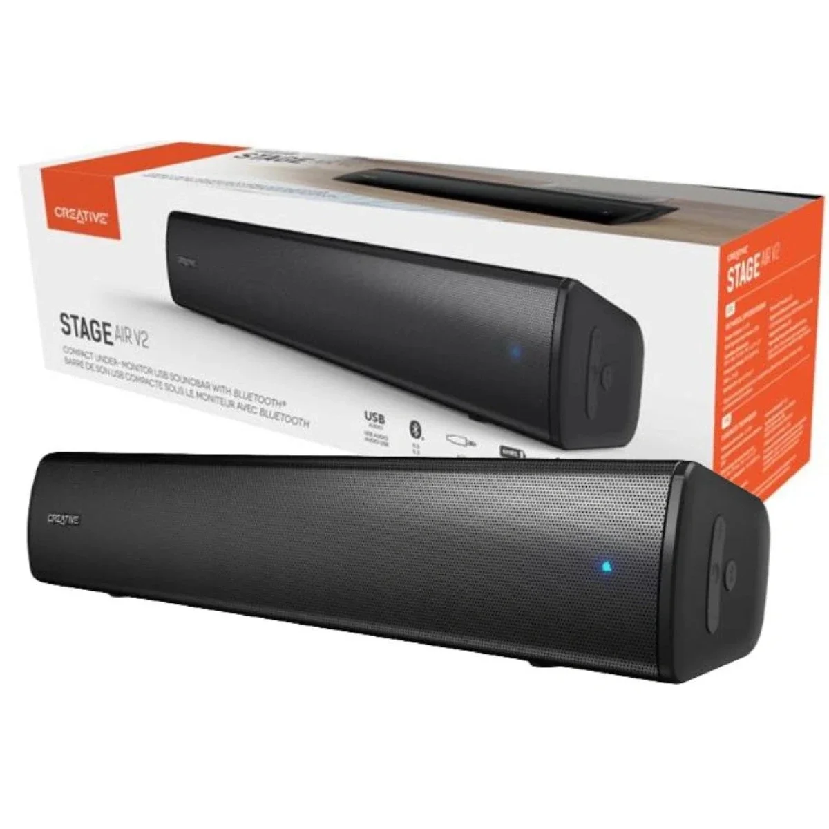 Creative Stage Air V2 USB Soundbar with Bluetooth 5.3, 6-Hour Battery and Dual Drivers