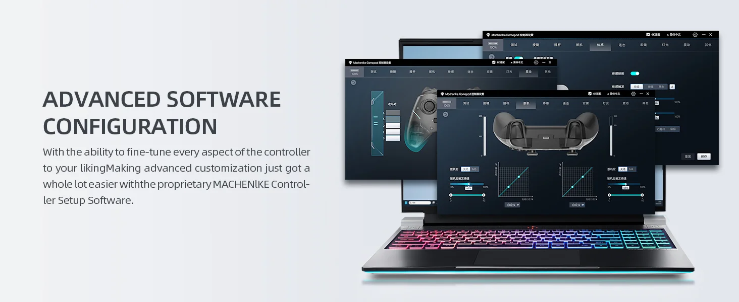 MACHENIKE G5 Pro Wireless Gaming Controller with Hall Effect Joysticks, RGB Lights - Black - Thumbnail 10