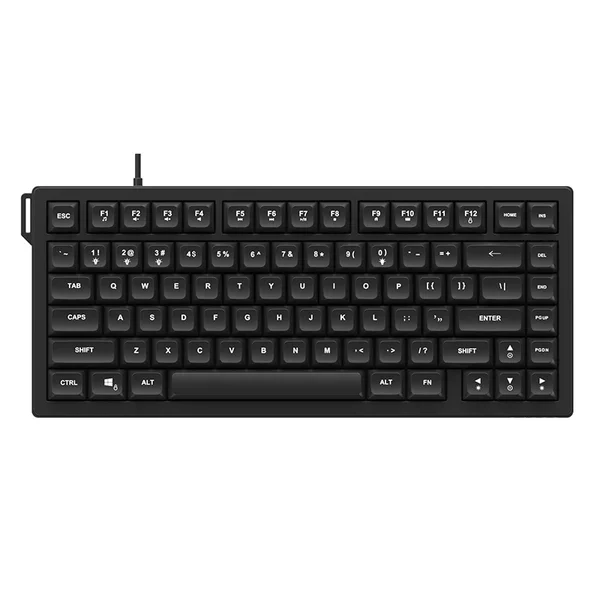 AJAZZ AF82 Quiet Wired Gaming Keyboard, 75% Layout, White Light, Black