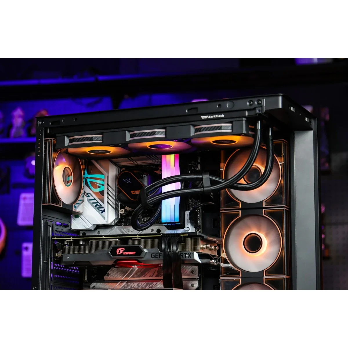 مبرد معالج مائي DarkFlash DO360 بإضاءة ARGB وشاشة LCD مقسّمة - أسود - Thumbnail 4