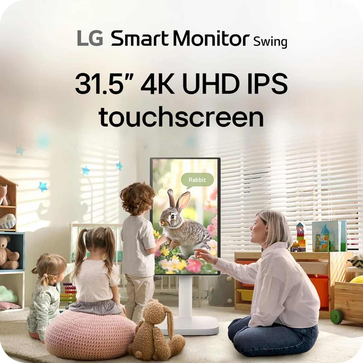 LG 32U889SA 32-Inch Smart Monitor Swing 4K UHD IPS Touchscreen with Wheeled Stand