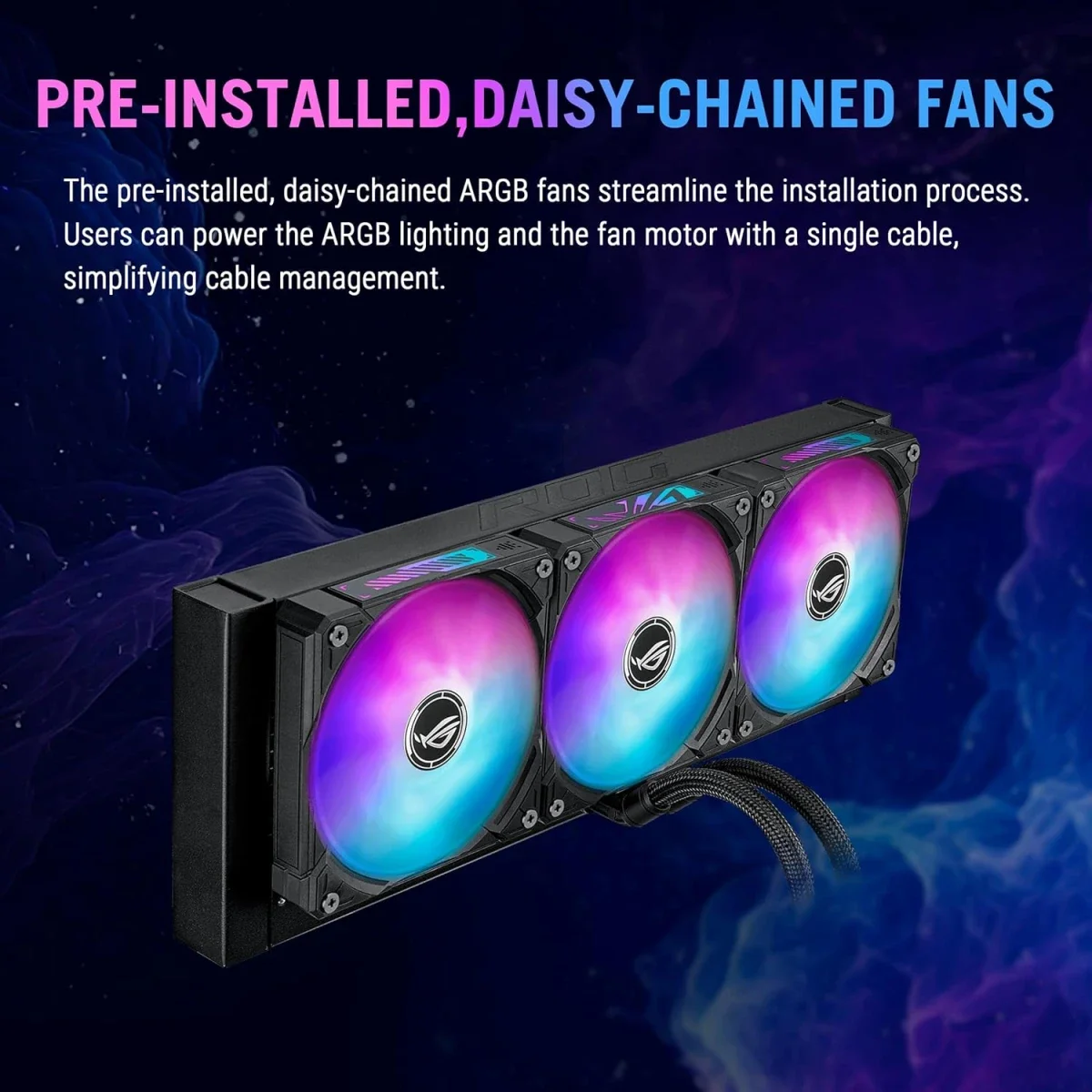 Asus ROG Ryuo IV SLC 360 ARGB Liquid CPU Cooler with 6.67 Inch AMOLED Display, 360mm Radiator, Black - Image 7