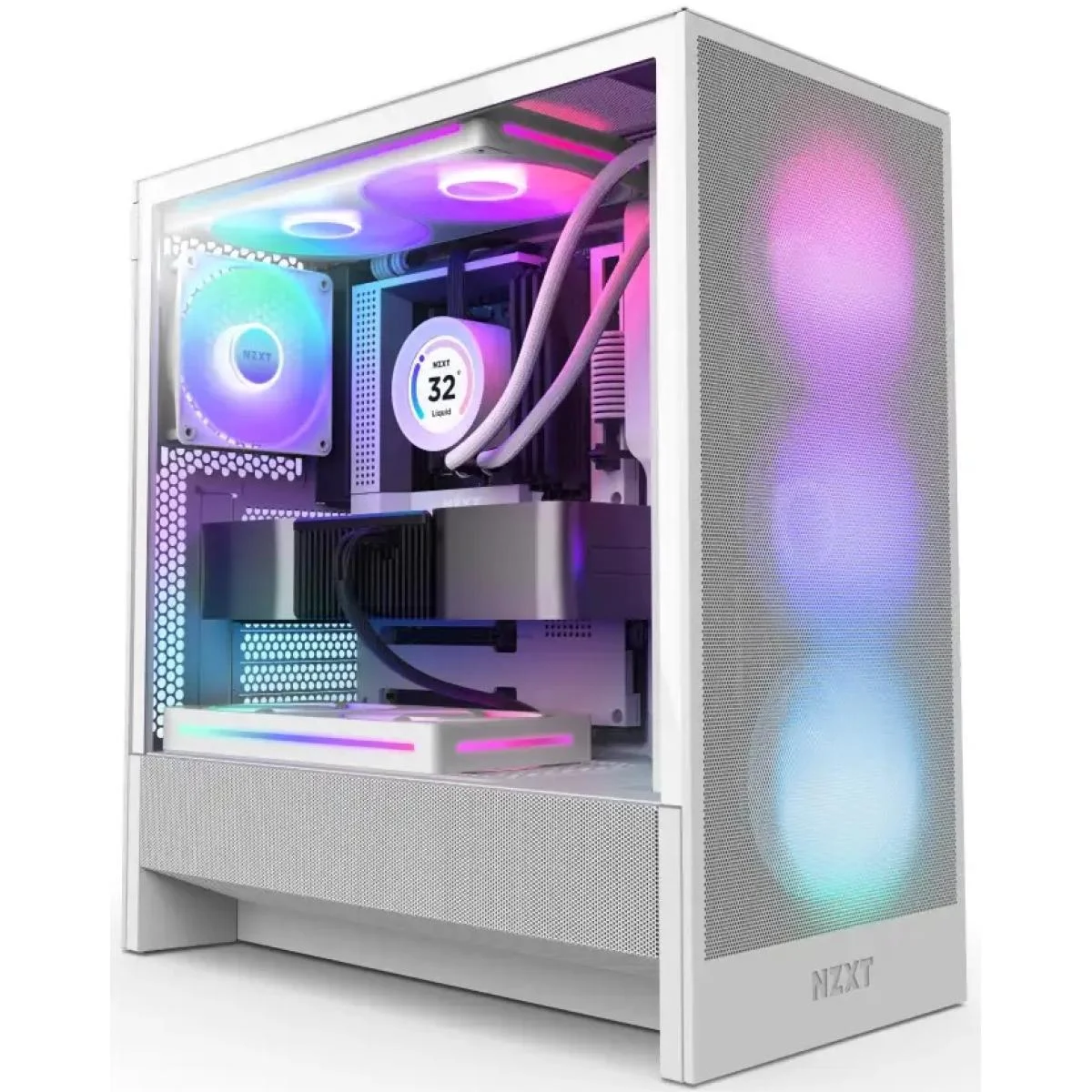 NZXT H5 Flow RGB (2024) White Mid-Tower ATX Airflow Gaming Case - Image 2