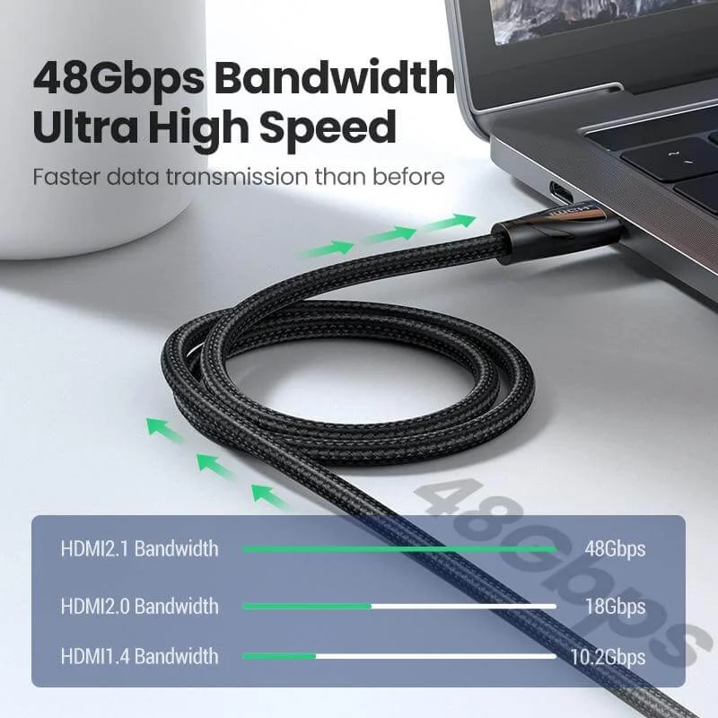 سلك Ugreen 80405 HDMI 2.1 بدقة 8K 60Hz و4K 120Hz بسرعة 48Gbps بطول 5 متر - Image 3