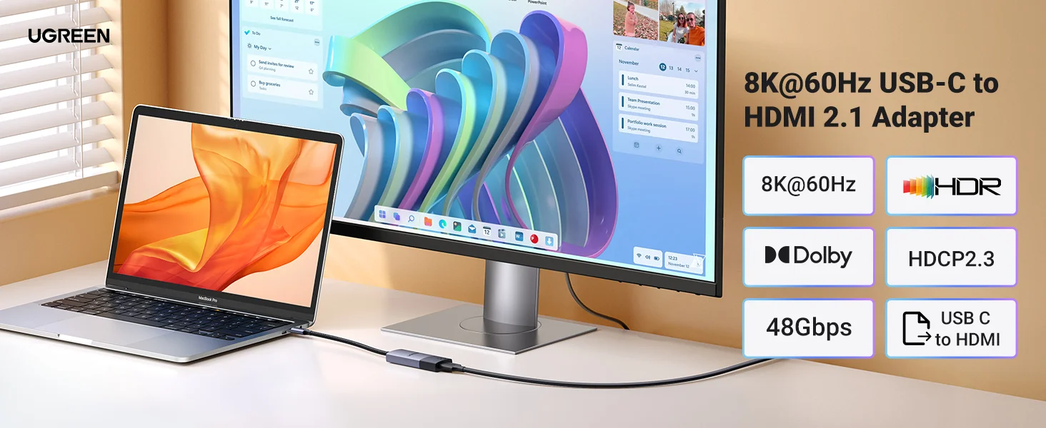 محول Ugreen من USB-C إلى HDMI 2.1 بدقة 8K@60Hz و4K@240Hz - Thumbnail 9