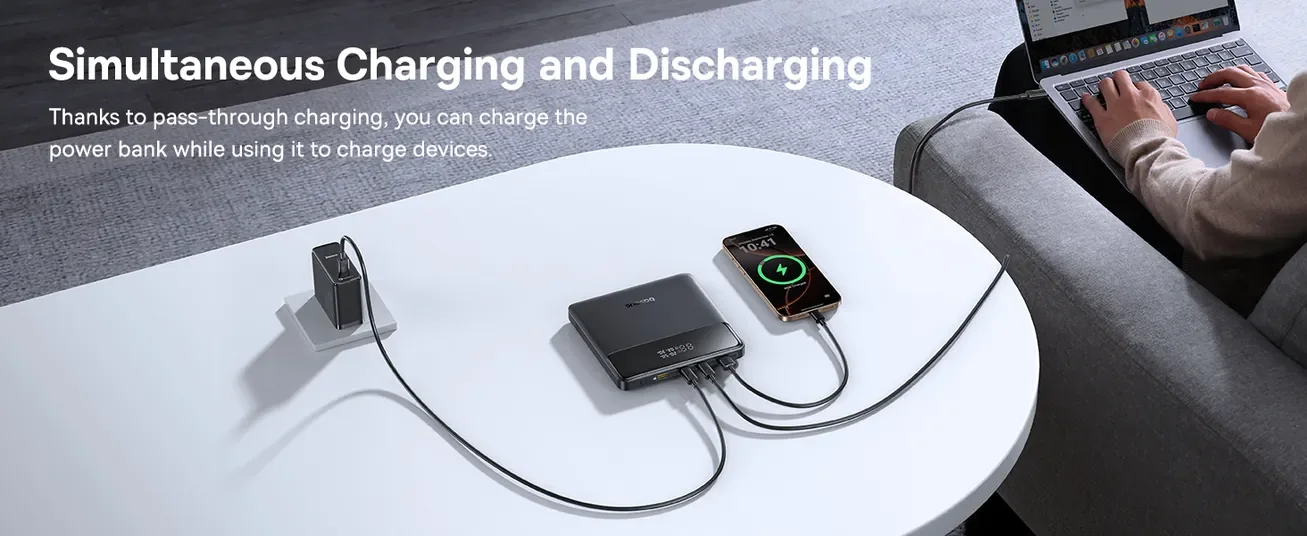 Baseus Blade H1 Lite 20000mAh 100W Fast Charging Power Bank with Type-C Cable, 4 Ports, Black - Thumbnail 17