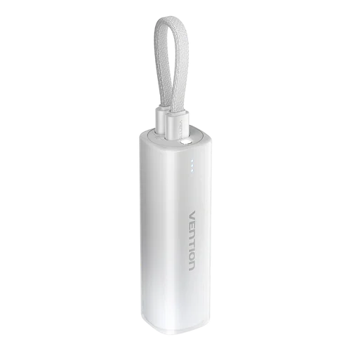 Vention FHWM0 5000mAh Compact Power Bank with Built-in Cable – Gray