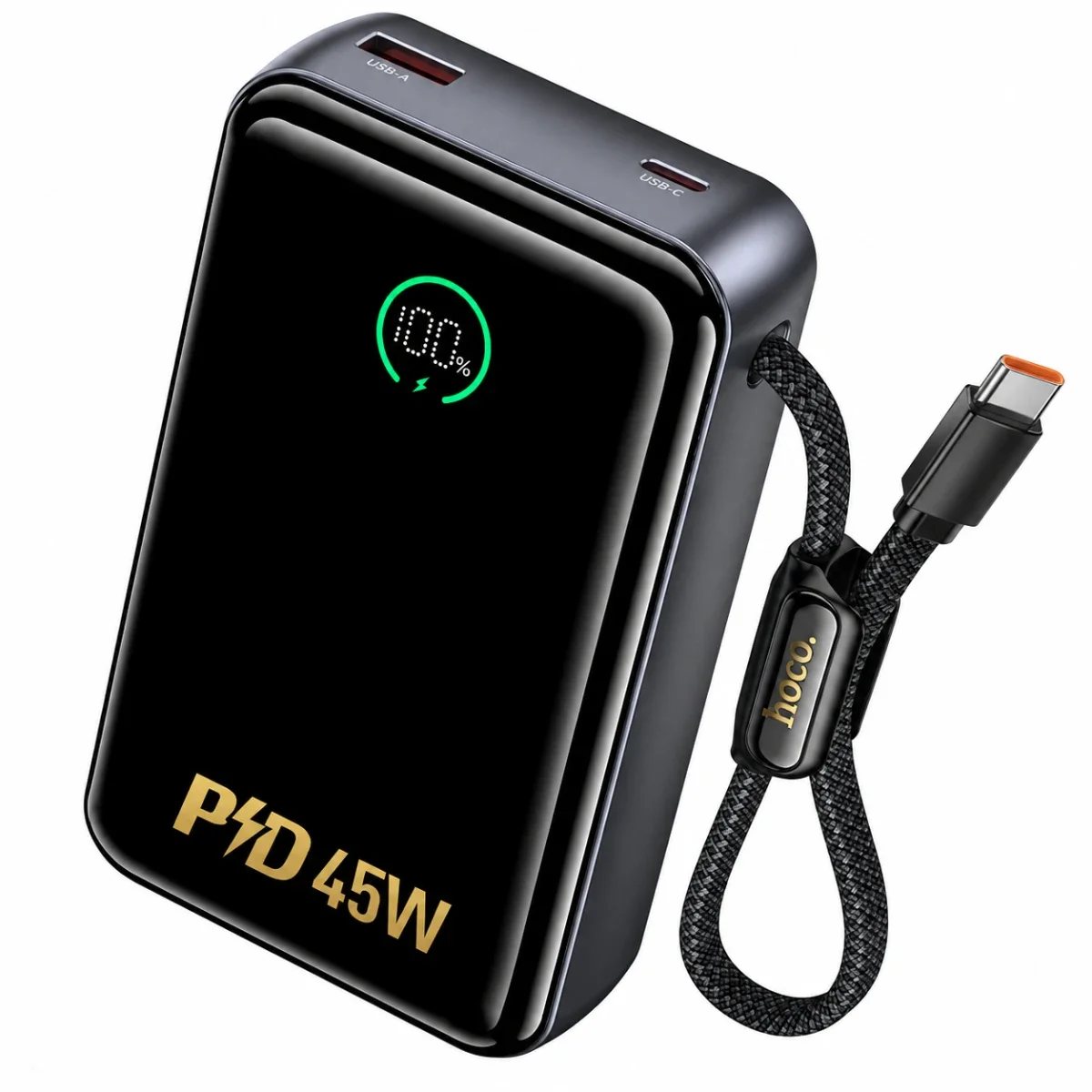 باور بانك HOCO Q54 Shine سعة 20000mAh بشحن PD45W رمادي معدني