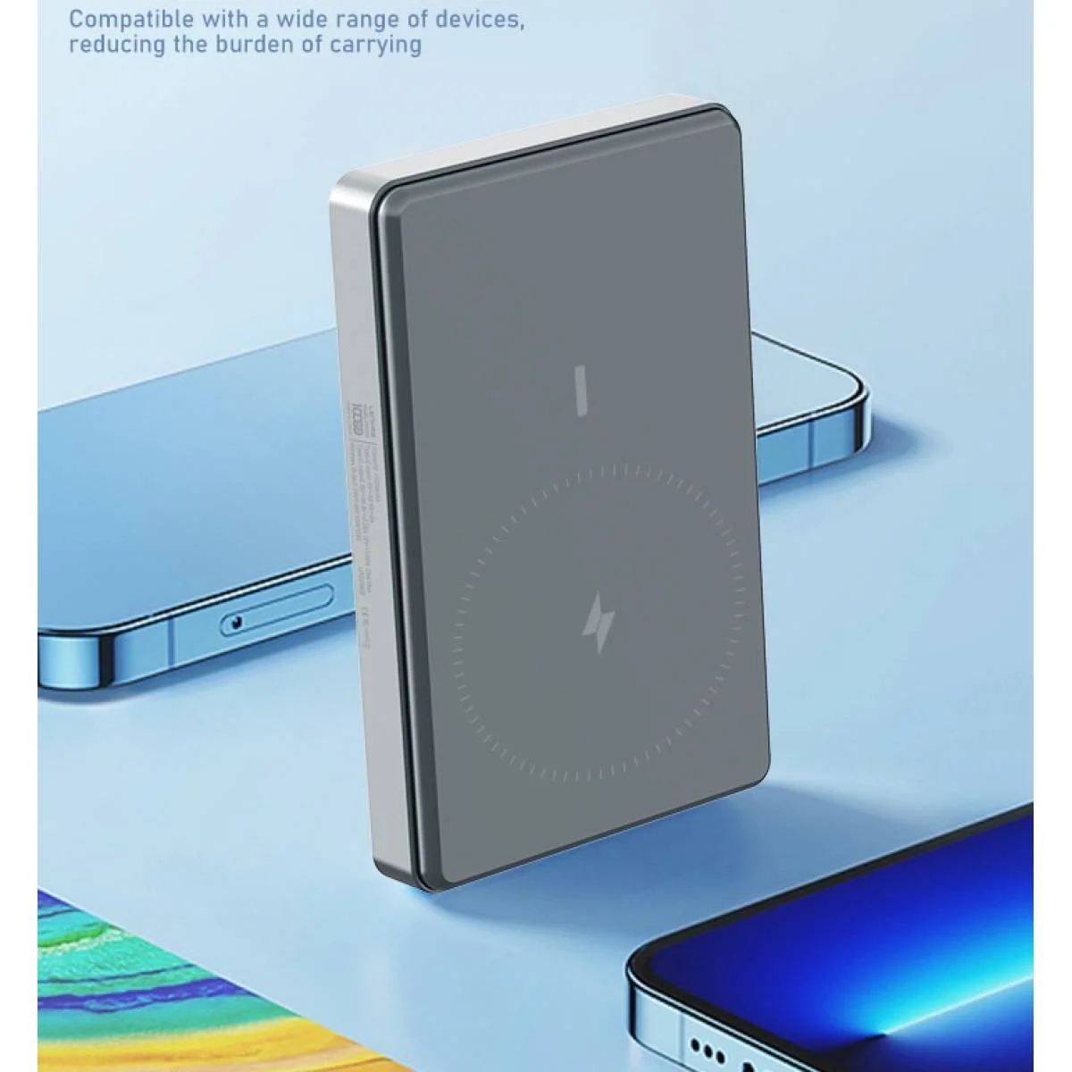 باور بانك مغناطيسي لاسلكي Lenyes PW037D بسعة 5000mAh وشحن 15W ومخرج USB-C 20W - Image 4