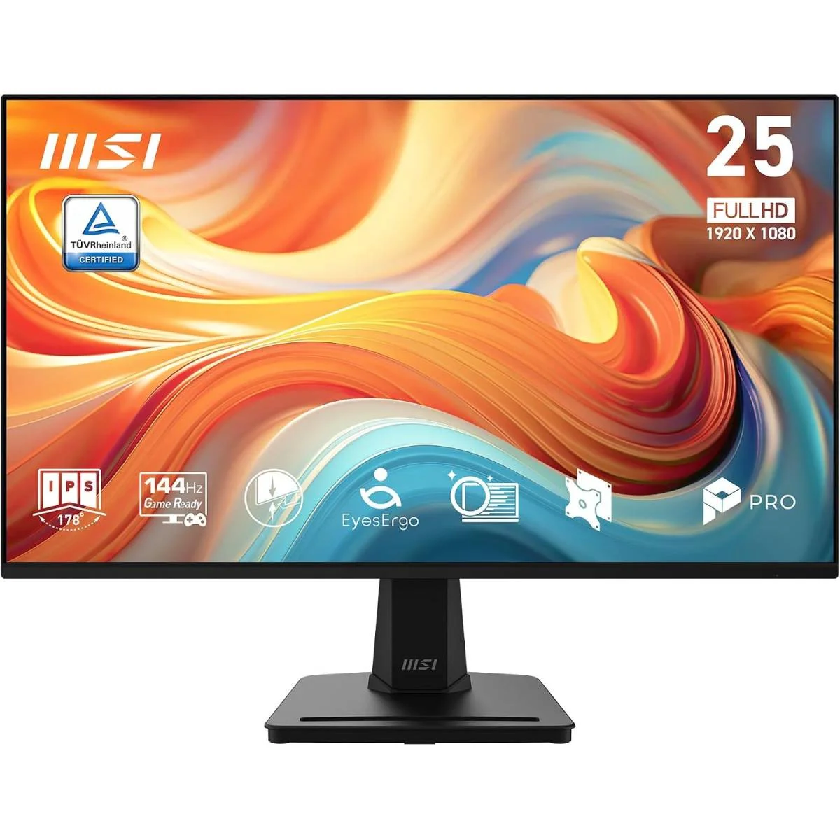 شاشة MSI للأعمال 25 إنش FHD IPS بتردد 144 هرتز، HDR Ready، EyesErgo، كفالة سنتين - PRO MP251 E14L