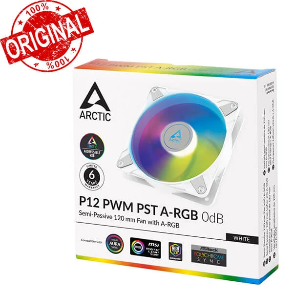 مروحة كمبيوتر ARCTIC P12 PWM PST A-RGB 120mm مع مقسم كيبل - Image 2