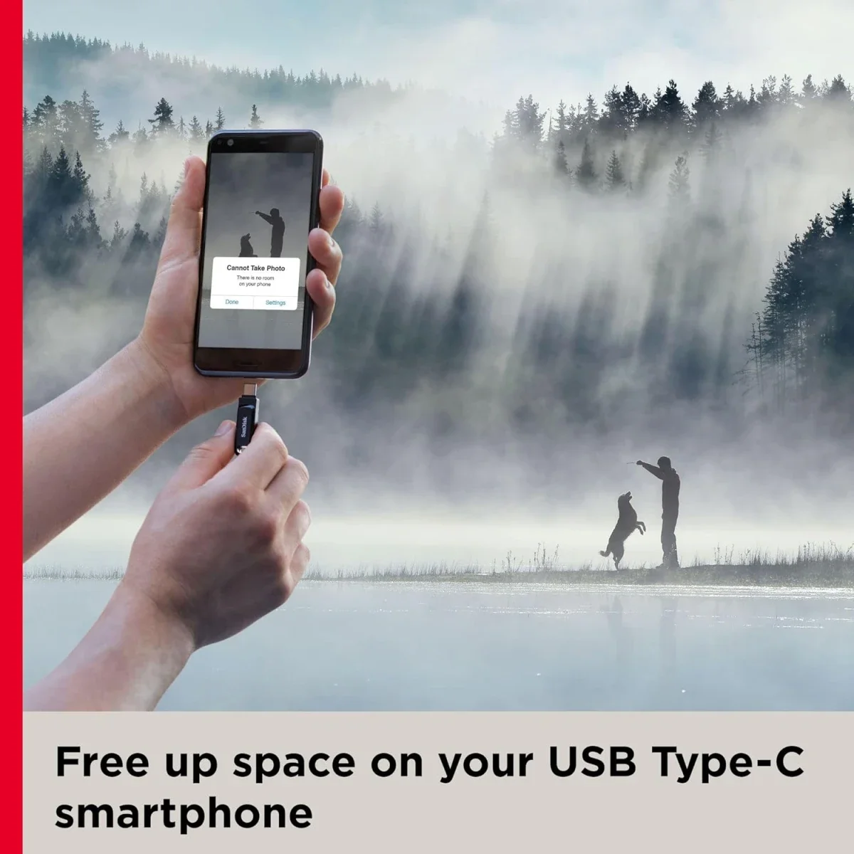 فلاش USB 2 في 1 SanDisk Ultra Dual Drive Go سعة 128GB بمنفذي Type-A وType-C USB 3.2 Gen 1 باللون الأسود - Image 4