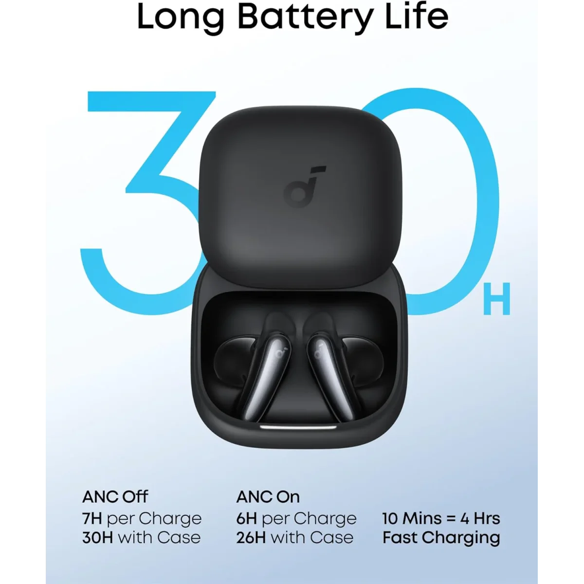 Anker D1200 Liberty Buds Adaptive ANC Earbuds with Spatial Audio, 4-Mic Calls, 30H Battery, Black, 18-Month Warranty - Image 2