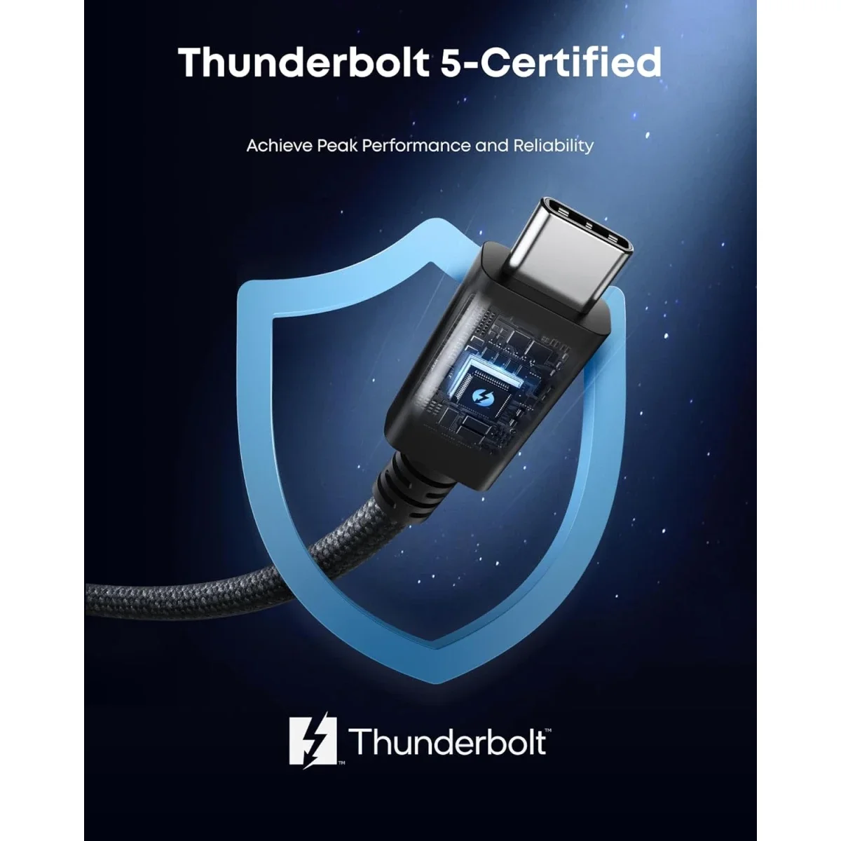 كابل Anker Prime Thunderbolt 5 USB-C إلى USB-C بطول 1 متر 240W 80Gbps أسود - Thumbnail 3