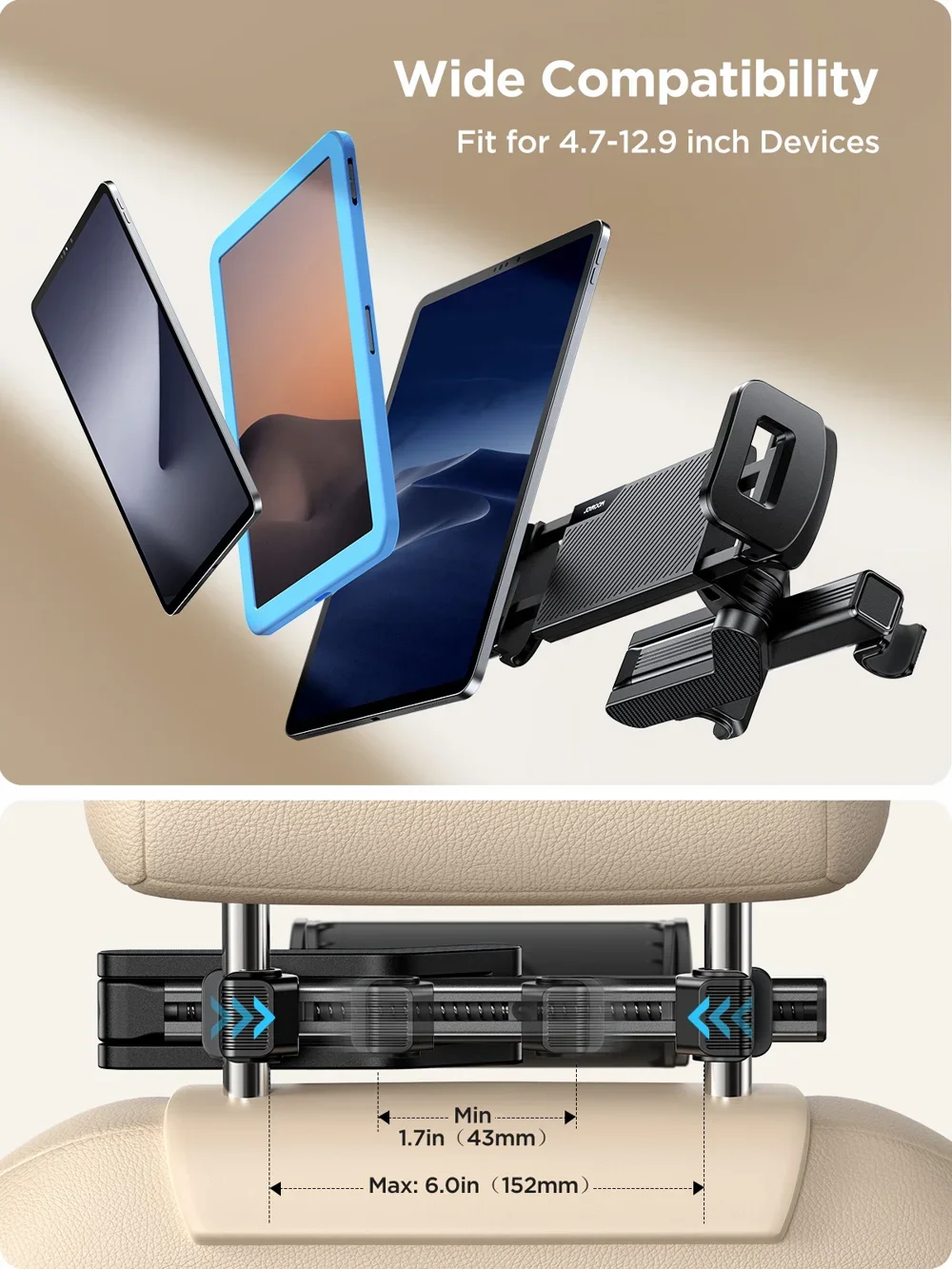 JOYROOM JR-ZS369 Car Headrest Mount for Phones and Tablets with 360° Rotation - Image 11