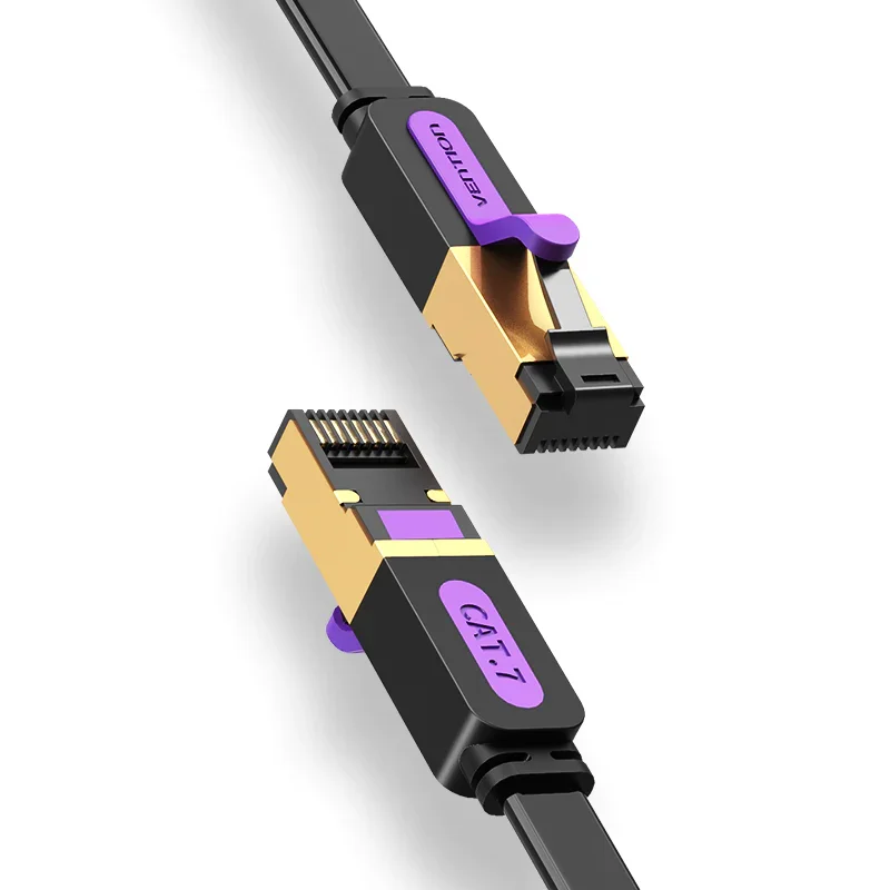 Vention ICABN Flat Cat7 Ethernet Patch Cable 15M – Black - Thumbnail 2