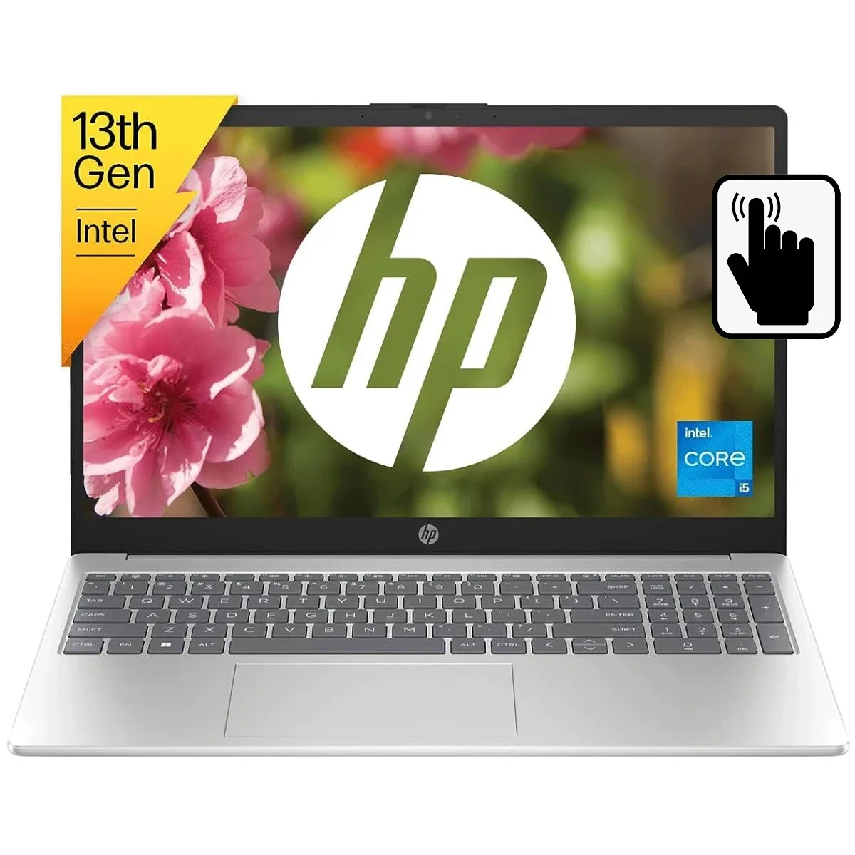 HP Laptop 15-fd0215dx 15.6-inch FHD IPS Touch Laptop, Intel Core i5-1334U, 16GB RAM, 512GB SSD, Silver - Image 1