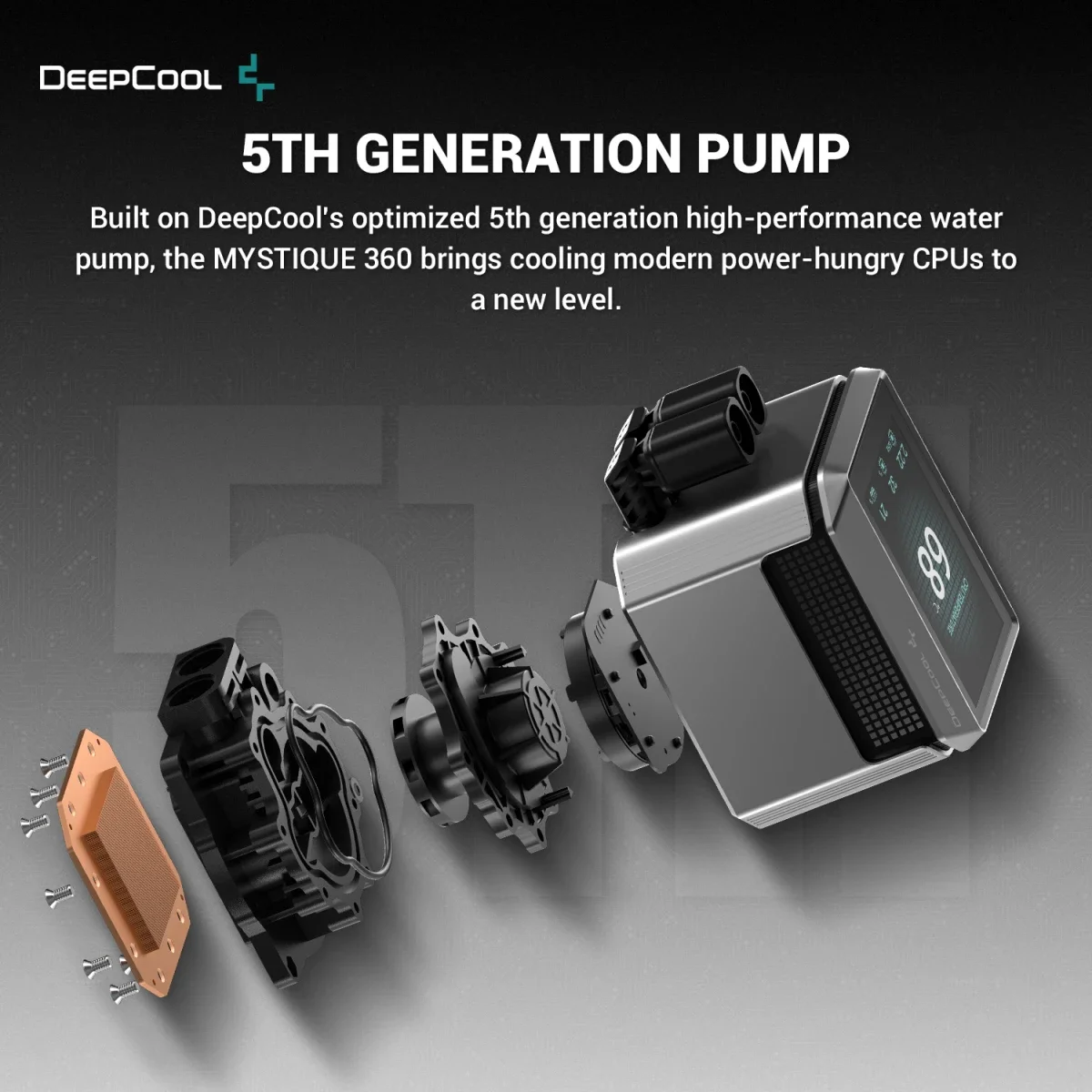 DeepCool MYSTIQUE 360 ARGB LCD Liquid Cooler 360mm Black - Thumbnail 3