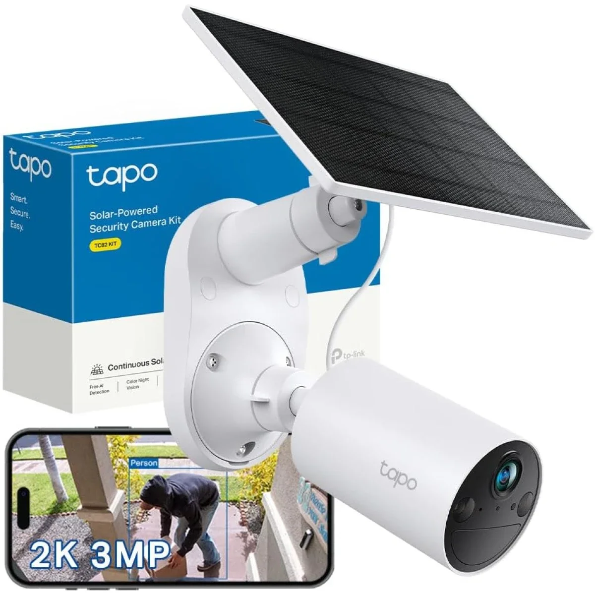 كاميرا مراقبة خارجية TP-LINK Tapo TC82 KIT بدقة 2K و3MP وبطارية مع لوحة شمسية IP65 - Image 1