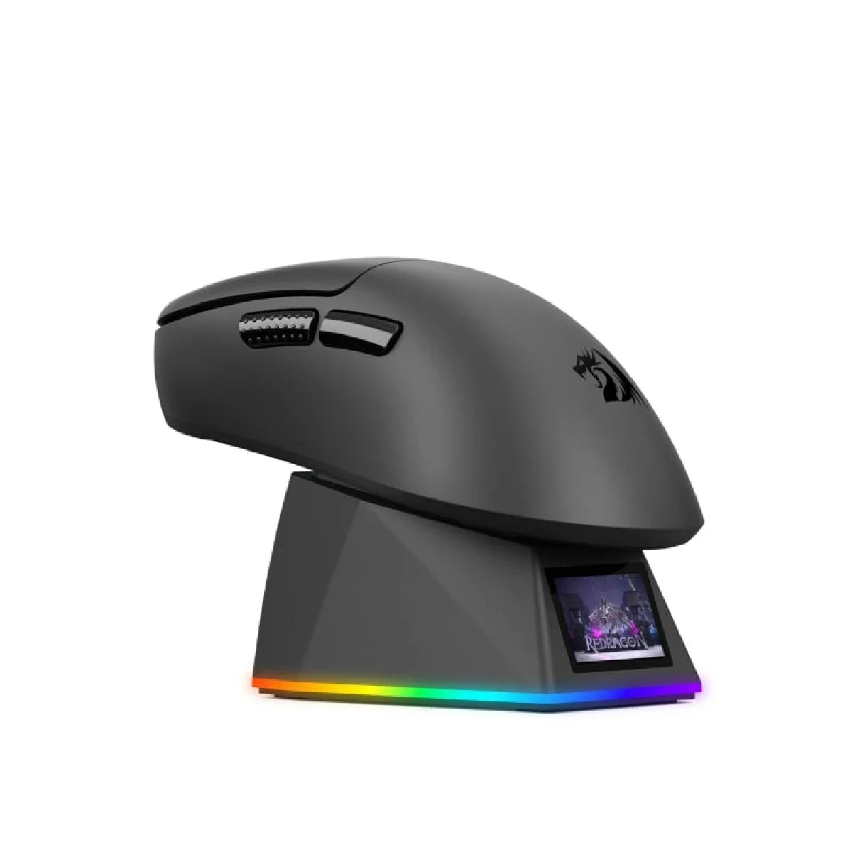 ماوس ألعاب Redragon M998 فائق الخفة ثلاثي الاتصال مع قاعدة شحن RGB ومستشعر PAW3950 ودقة 30000 DPI، أسود - Thumbnail 6